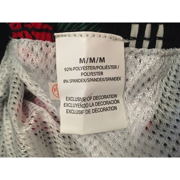 Surf Society mens Swim Trunk size Medium Black Stripe Roses Swim Short 7" inseam - Picture 8 of 9